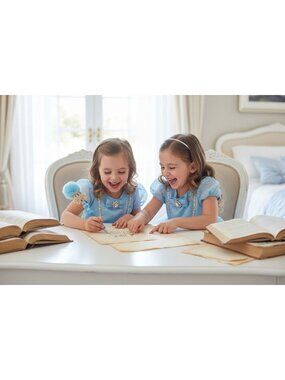 Blue Carriage Pom Pom Beaded Pen Cinderella Style Glitter Cute Novelty Stationer